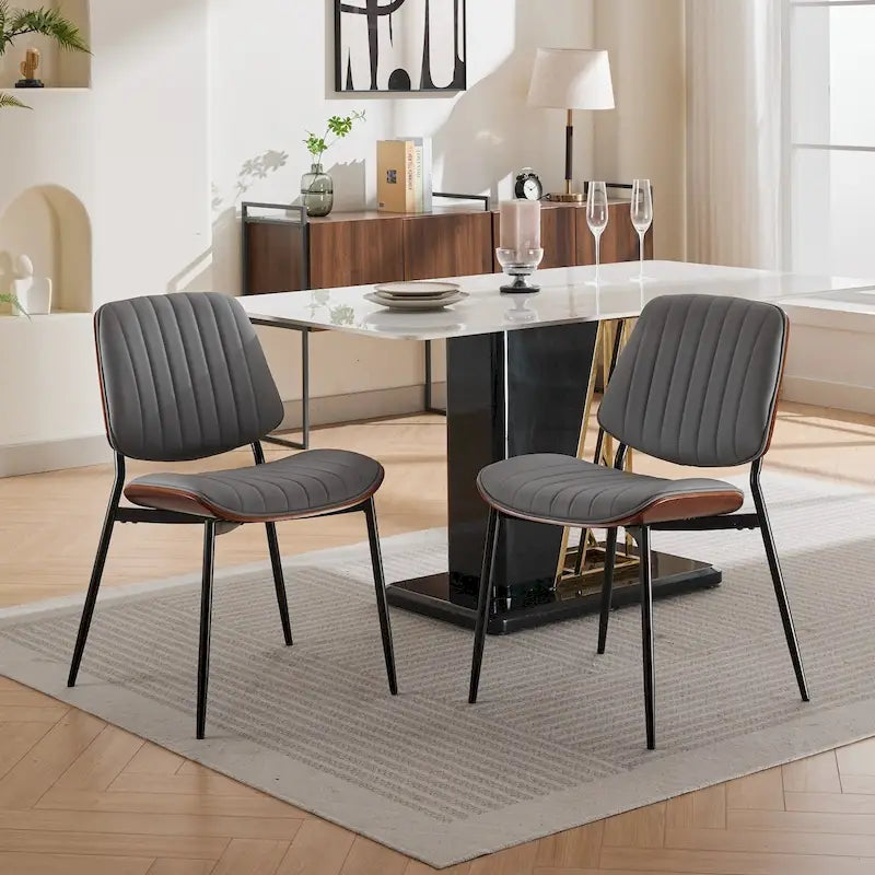 GDFStudio Mid Century Modern Armless Upholstered Dining Chairs with Metal Legs