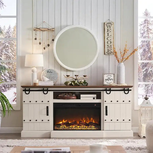 Farmhouse Fireplace TV Stand, Entertainment Center, Media Console