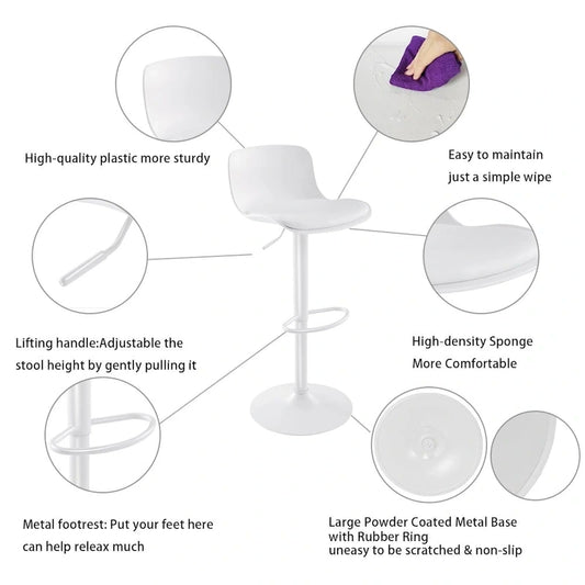 Swivel Bar Stools Set of 2, Height Adjustable Counter Stools