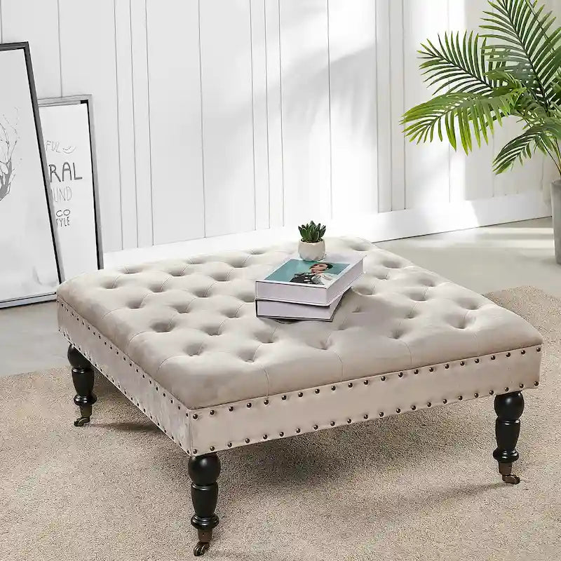 Home Soft Things Supersoft Tufted Coffee Table Ottoman - 33 x 33 x 18