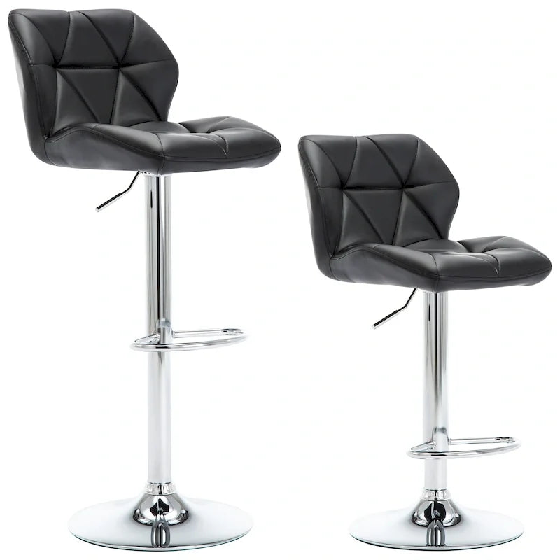 Upholstered Adjustable Barstools Counter Bar Pub Height Stools Set of 2