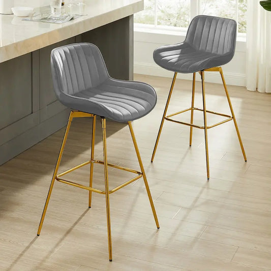 Art Leon Swivel Velvet Bar Stools (Set of 2)