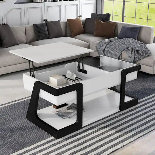 DH BASIC Contemporary White 49-inch Lift-top Coffee Table by Denhour