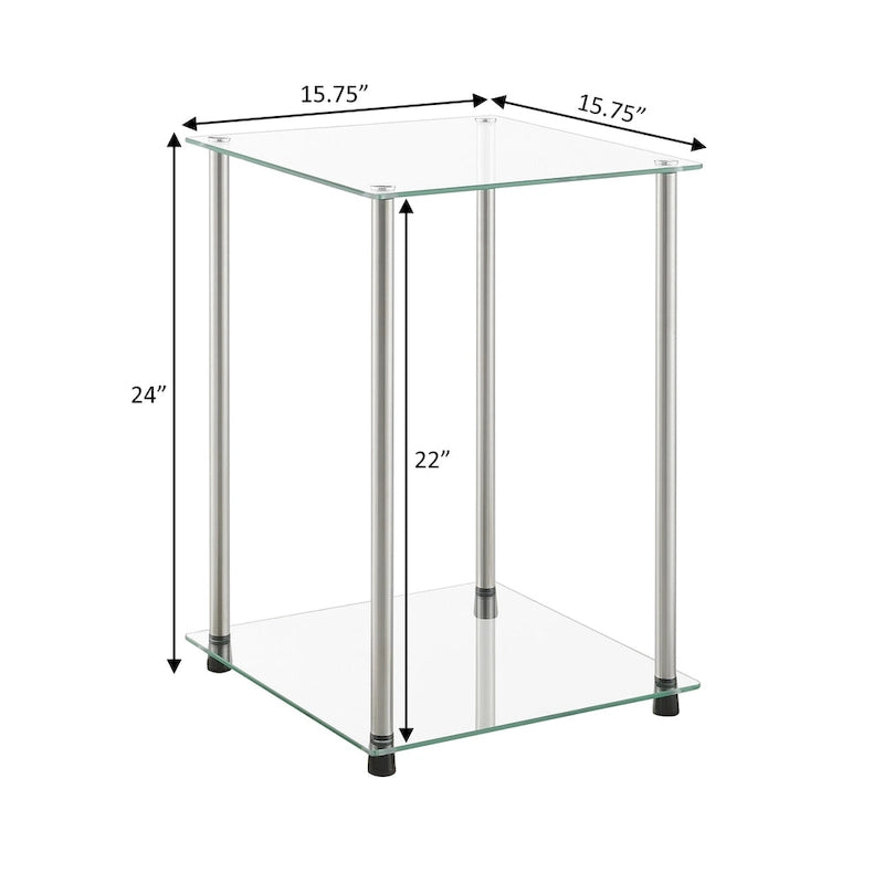 Convenience Concepts Designs2Go Classic Glass 2 Tier Square End Table