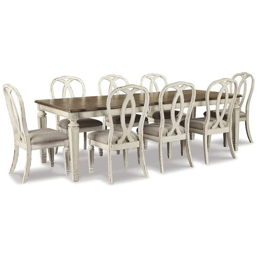 Signature Design by Ashley Realyn White / Light Brown 9-Piece Dining Package