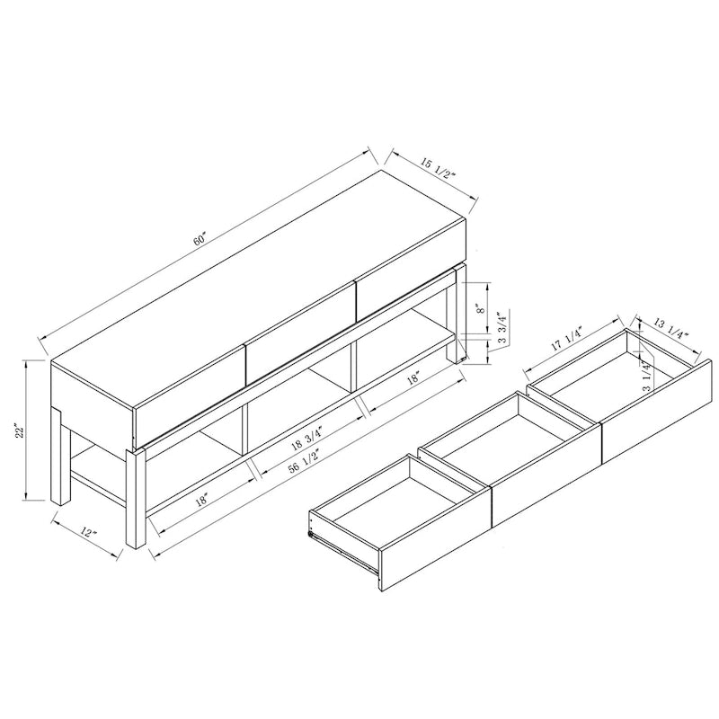 Tiska Modern White and Grey 60-inch 3-Shelf TV Console by Furniture of America