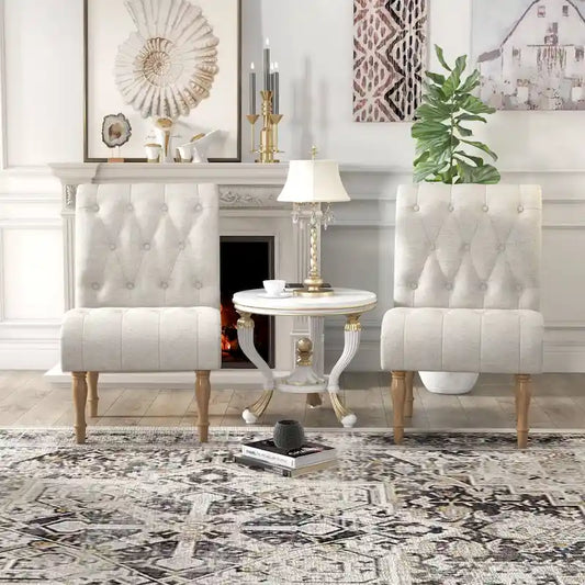 Upholstered Accent Lounge Chair for Bedroom Living Room Armless Slipper Chair with Wood Legs