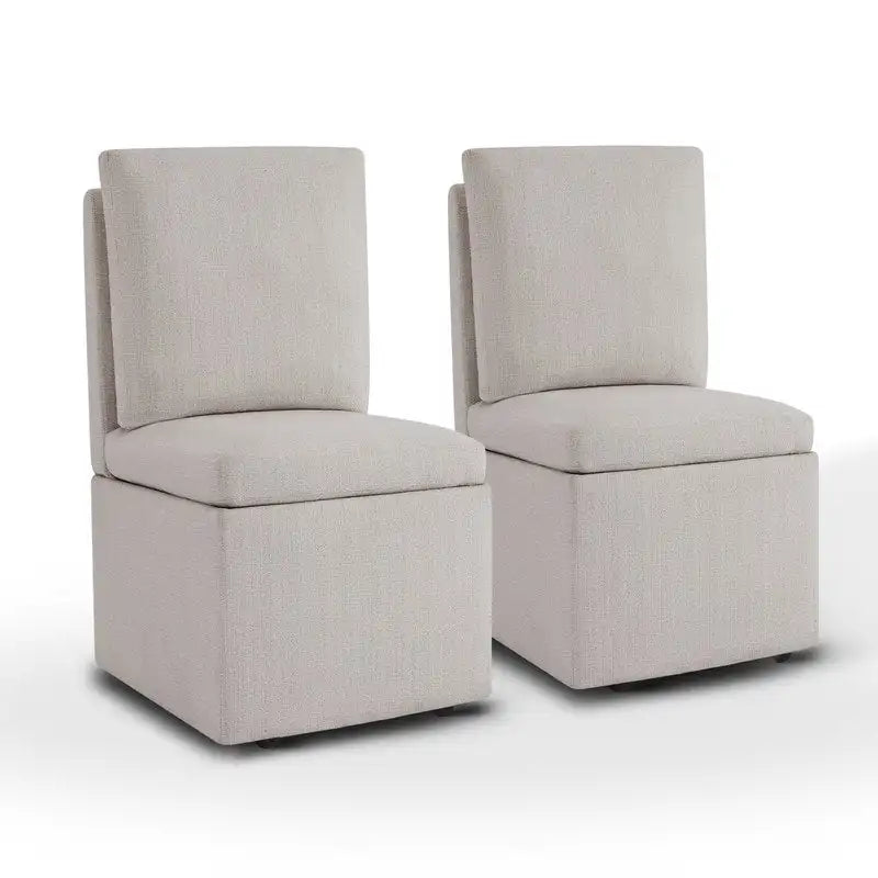 Nathan Dining Chair with Caster & Storage Set of 2 - N/A