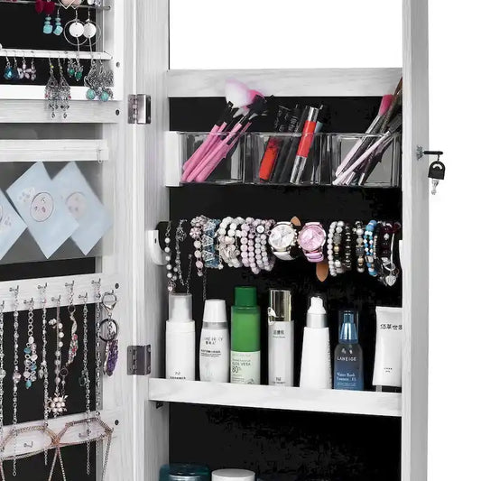 PVC Wood Grain Coating Whole Body Mirror Jewelry Armoires Cabinet