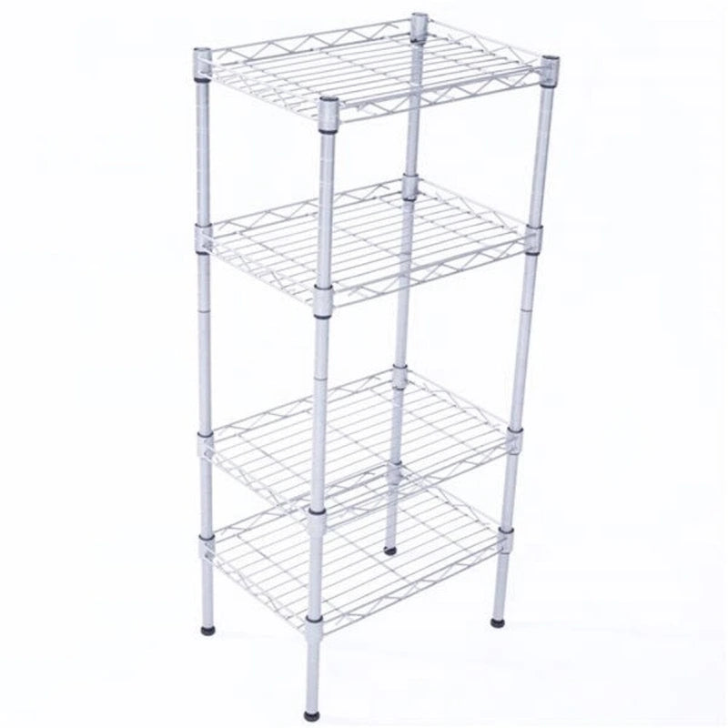 Rectangle Carbon Steel Metal Assembly 4-Shelf Storage Rack Silver Grey - 13.77 x 9.84 x 31.5