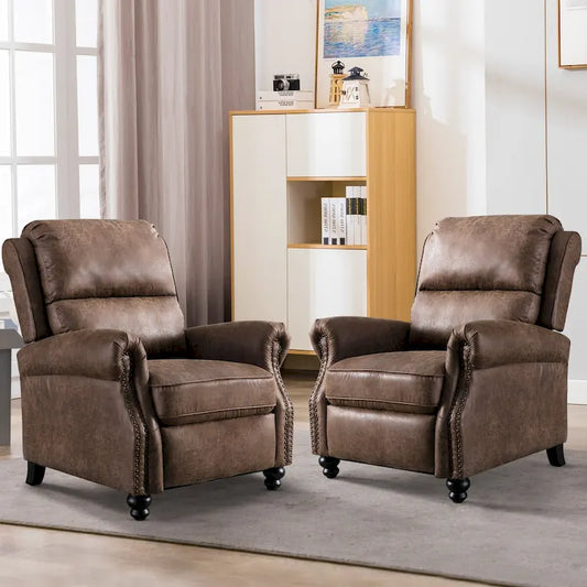 Pushback Club Recliner with Rivet Decoration Set of 2