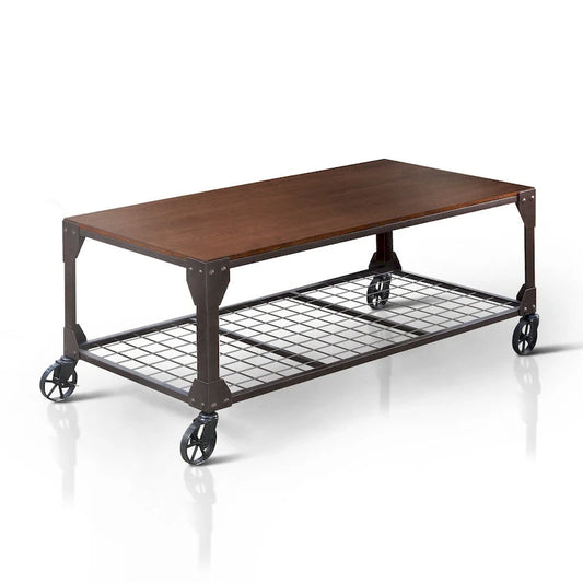 Furniture of America Gace Urban Oak 48-inch Casters Coffee Table