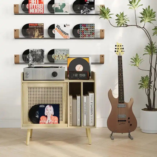 Record Player Stand with Vinyl Storage - 15.74 x 25.98 x 25.19 inches