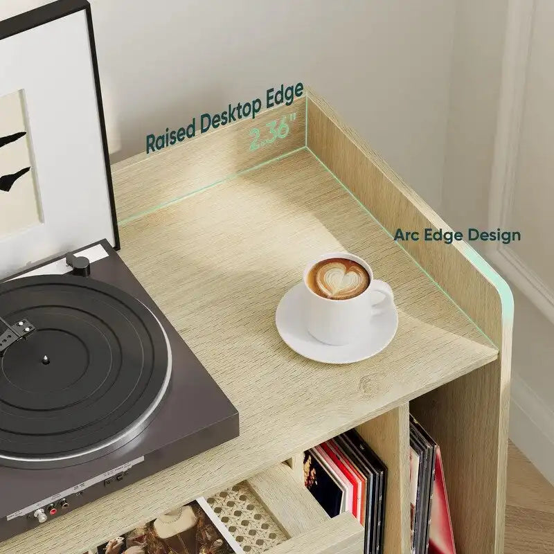 Record Player Stand with Vinyl Storage - 15.74 x 25.98 x 25.19 inches
