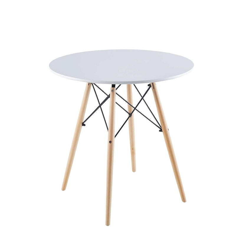 31.5White Table Mid-century Dining Table for 2-4 people With Round Mdf Table Top, End Table Leisure Coffee Table