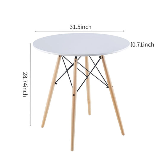 31.5White Table Mid-century Dining Table for 2-4 people With Round Mdf Table Top, End Table Leisure Coffee Table