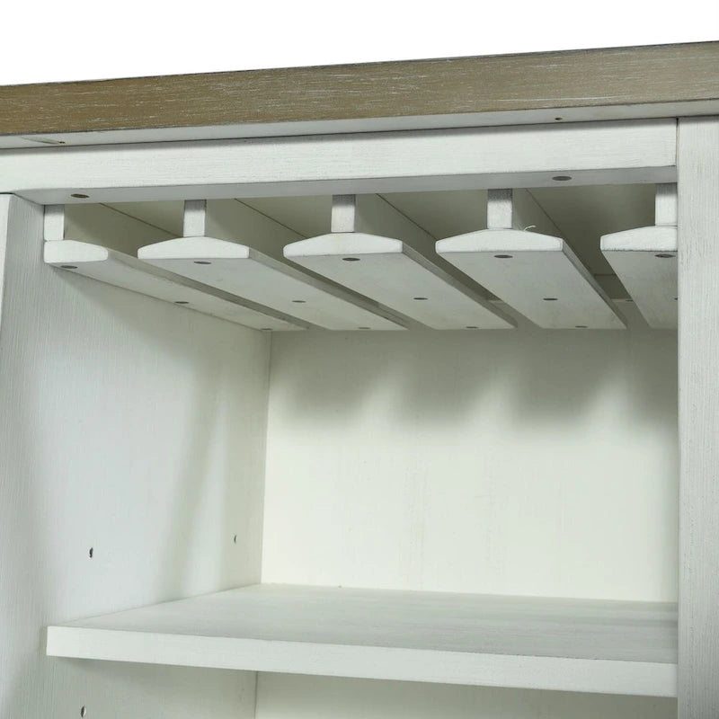 Lakeshore Server with Stemware Rack and Adjustable Shelves - White