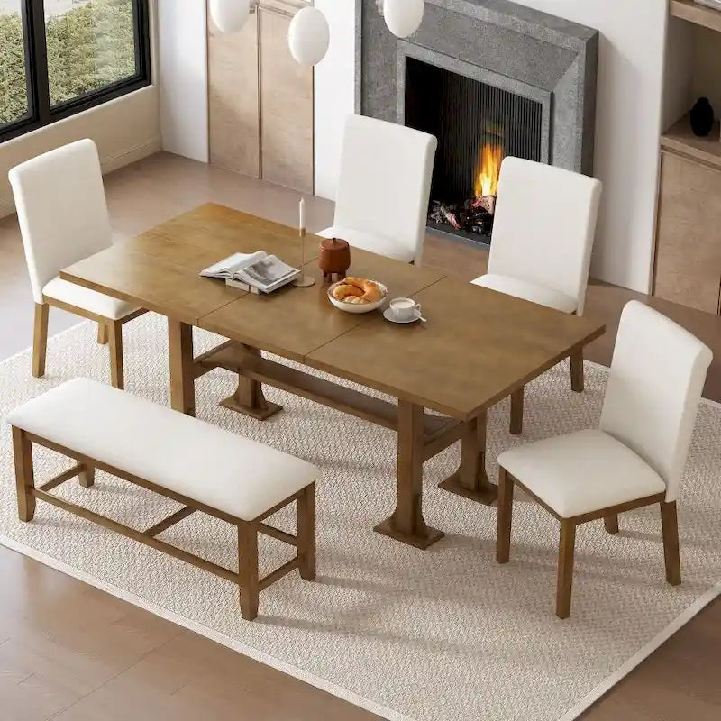 6-Piece Extendable Dining Table Set for Dining Room