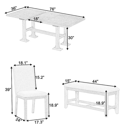 6-Piece Extendable Dining Table Set for Dining Room