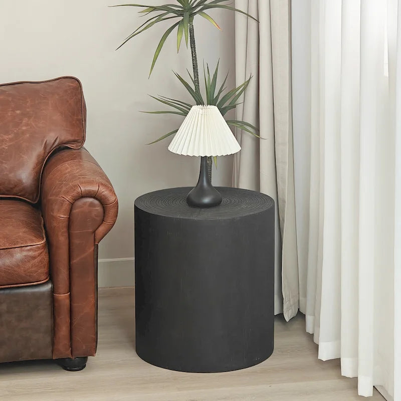 Set of 3 Round Wood Coffee Table with Clear and Visible Tree Rings, Side Table End Table for Living Room Fully Assembled