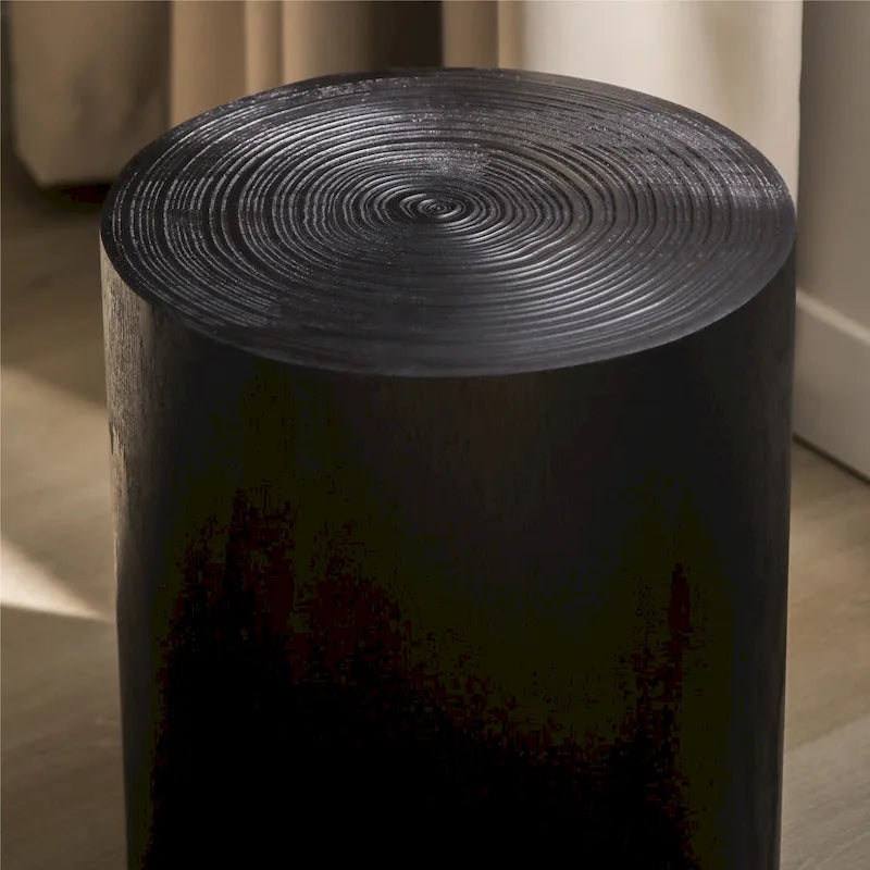 Set of 3 Round Wood Coffee Table with Clear and Visible Tree Rings, Side Table End Table for Living Room Fully Assembled