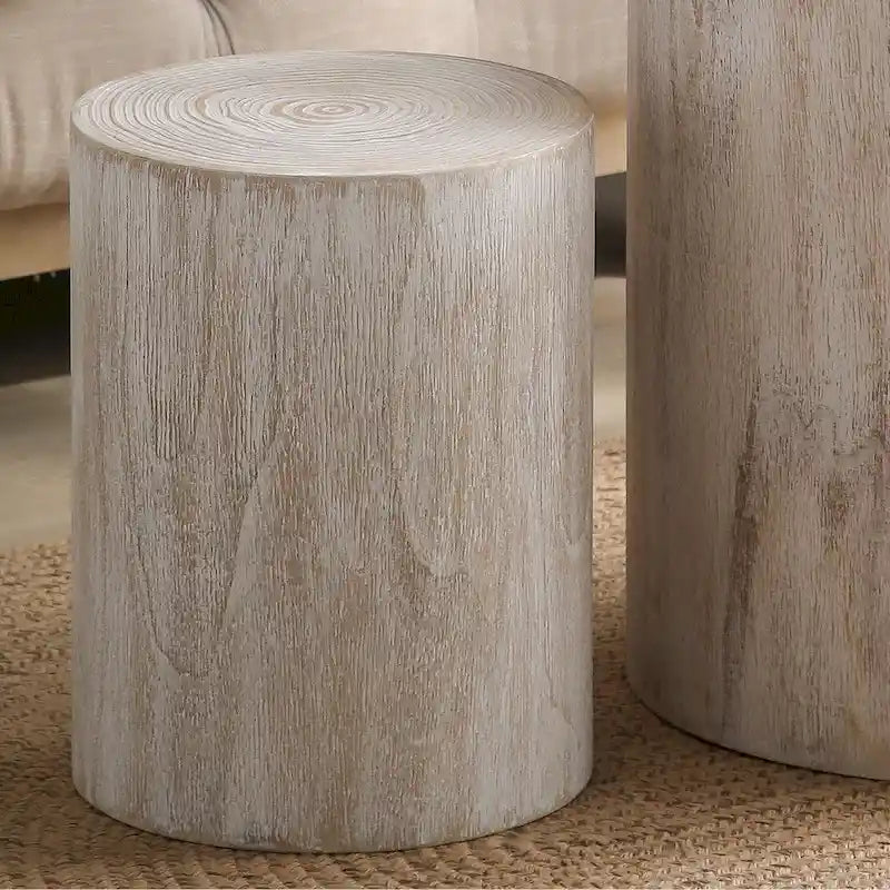 Set of 3 Round Wood Coffee Table with Clear and Visible Tree Rings, Side Table End Table for Living Room Fully Assembled