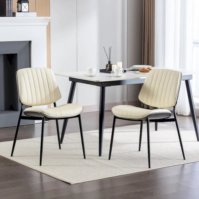 GDFStudio Mid Century Modern Armless Upholstered Dining Chairs with Metal Legs