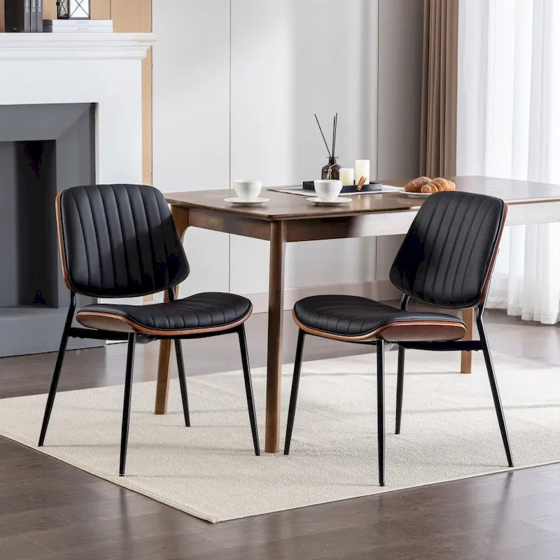 GDFStudio Mid Century Modern Armless Upholstered Dining Chairs with Metal Legs