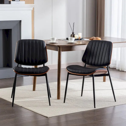 GDFStudio Mid Century Modern Armless Upholstered Dining Chairs with Metal Legs