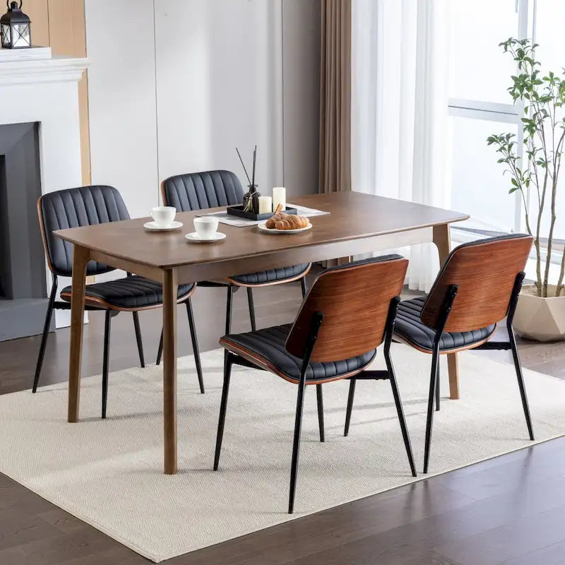 GDFStudio Mid Century Modern Armless Upholstered Dining Chairs with Metal Legs