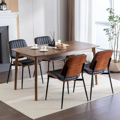 GDFStudio Mid Century Modern Armless Upholstered Dining Chairs with Metal Legs