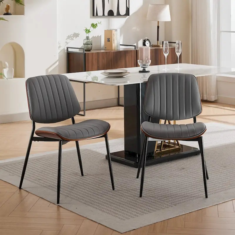 GDFStudio Mid Century Modern Armless Upholstered Dining Chairs with Metal Legs