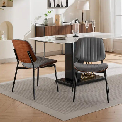 GDFStudio Mid Century Modern Armless Upholstered Dining Chairs with Metal Legs