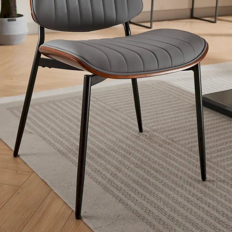 GDFStudio Mid Century Modern Armless Upholstered Dining Chairs with Metal Legs