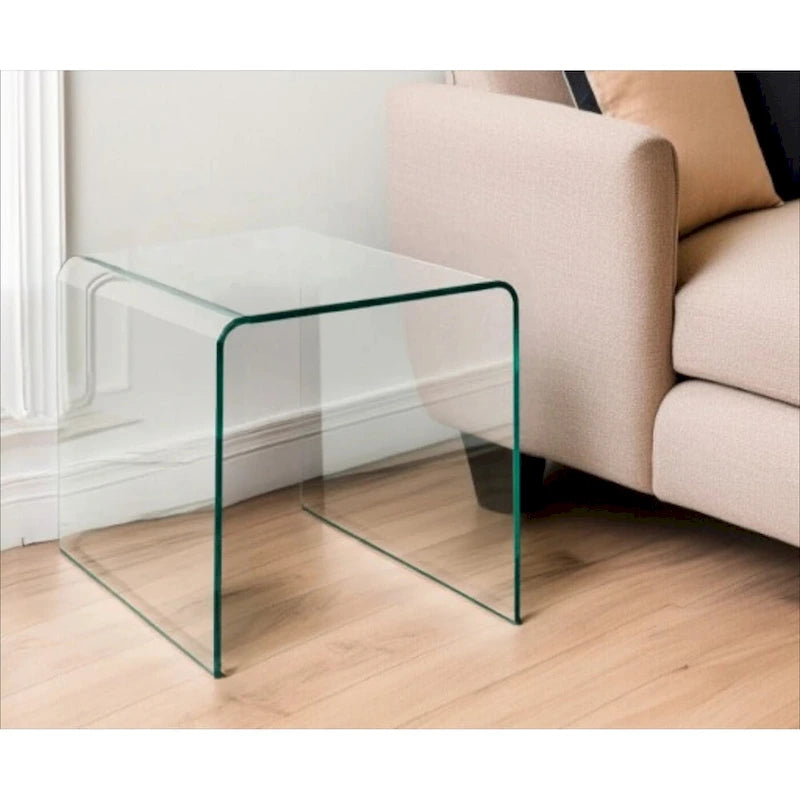 HomeRoots 21 Clear Glass Rounded Edge End Table - 18' X '21' X '18