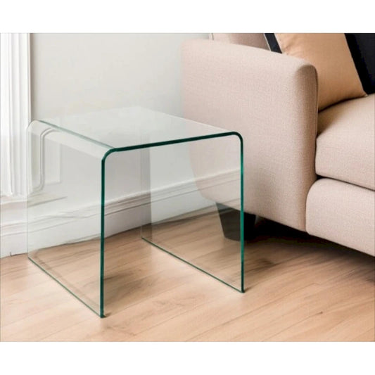 HomeRoots 21 Clear Glass Rounded Edge End Table - 18' X '21' X '18