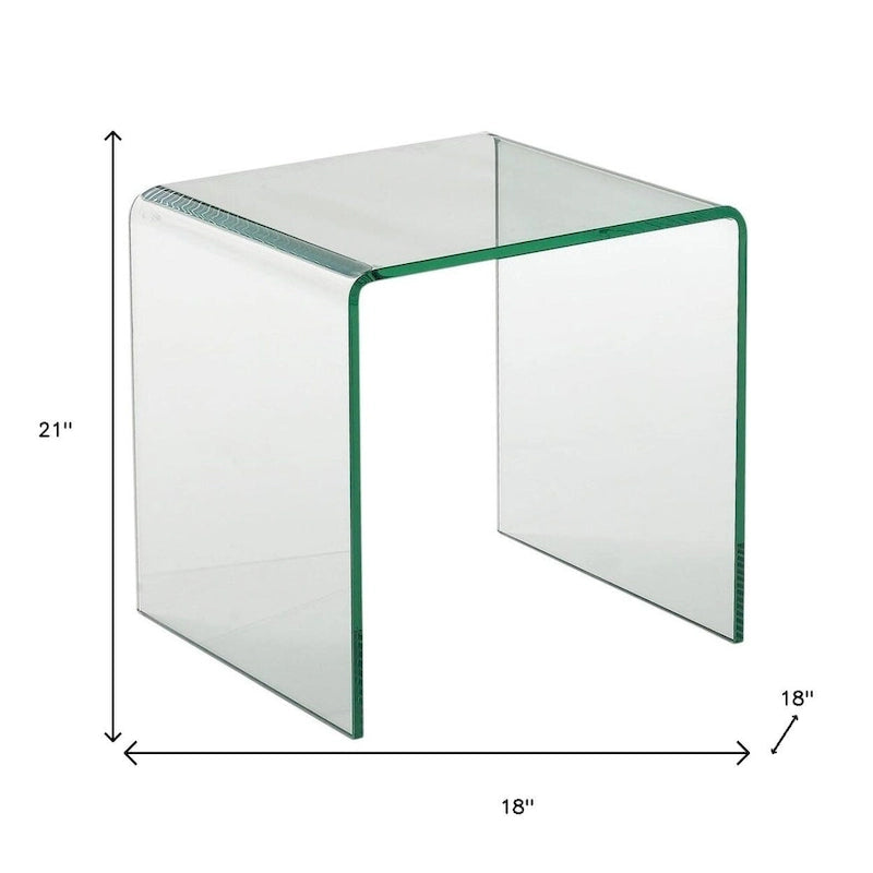 HomeRoots 21 Clear Glass Rounded Edge End Table - 18' X '21' X '18