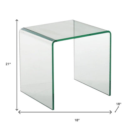 HomeRoots 21 Clear Glass Rounded Edge End Table - 18' X '21' X '18