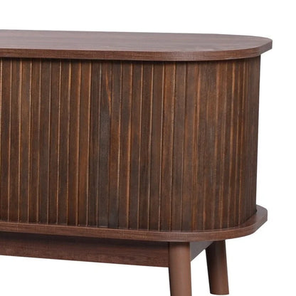 Rattan TV Stand for TVs Up to 75, Media Console Entertainment Center with Solid Wood Legs