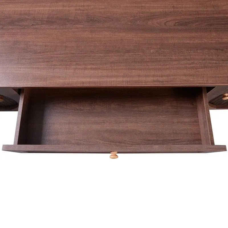 Rattan TV Stand for TVs Up to 75, Media Console Entertainment Center with Solid Wood Legs