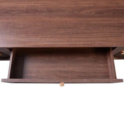 Rattan TV Stand for TVs Up to 75, Media Console Entertainment Center with Solid Wood Legs