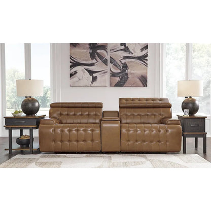 Signature Design by Ashley Temmpton Brown 3-Piece Power Reclining Sectional Loveseat with Console - 100W x 44D x 34H