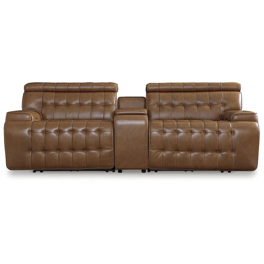 Signature Design by Ashley Temmpton Brown 3-Piece Power Reclining Sectional Loveseat with Console - 100W x 44D x 34H