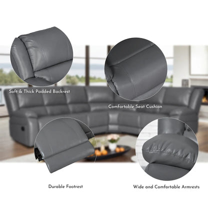 129W Faux Leather 6-Seat Large Manual Reclining Sectional Sofa