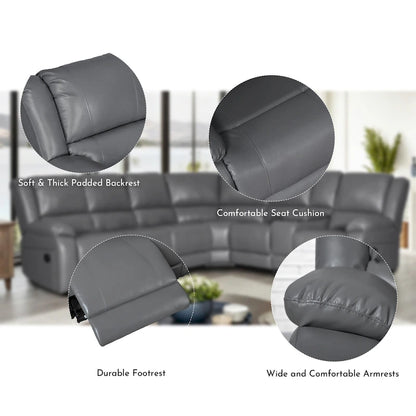 129W Faux Leather 6-Seat Large Manual Reclining Sectional Sofa