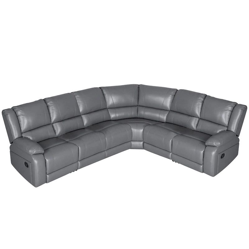 129W Faux Leather 6-Seat Large Manual Reclining Sectional Sofa