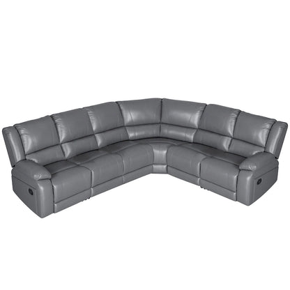 129W Faux Leather 6-Seat Large Manual Reclining Sectional Sofa
