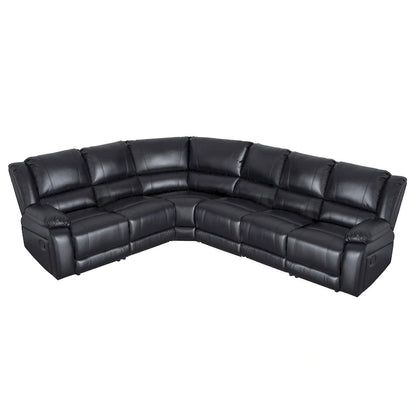 129W Faux Leather 6-Seat Large Manual Reclining Sectional Sofa