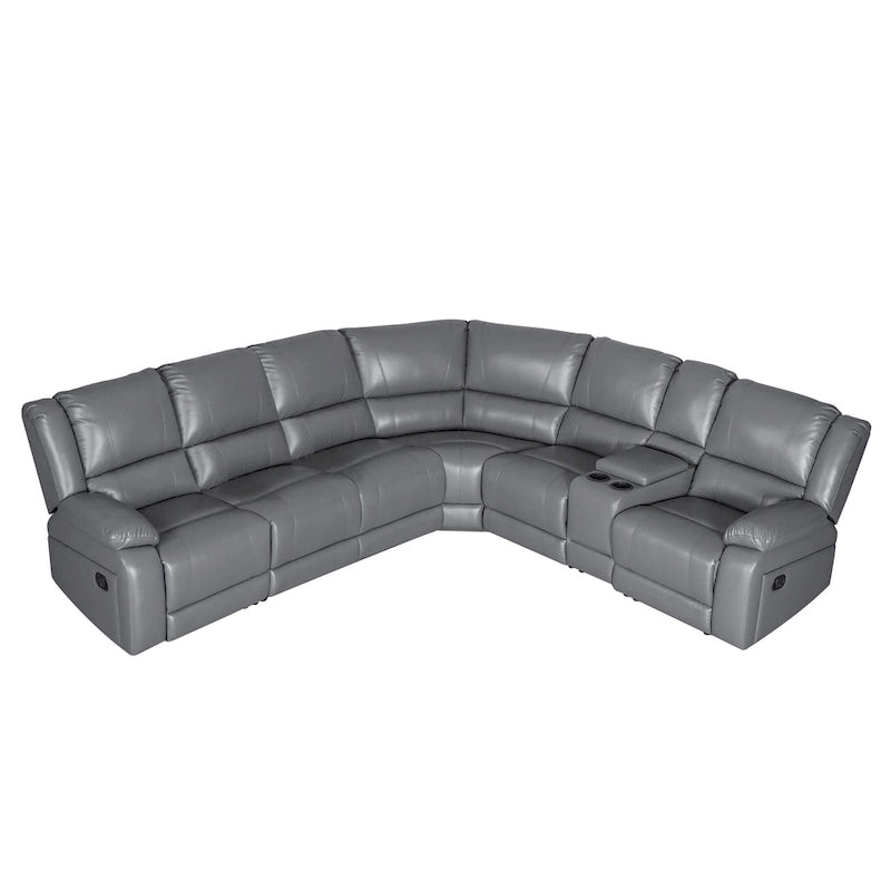 129W Faux Leather 6-Seat Large Manual Reclining Sectional Sofa