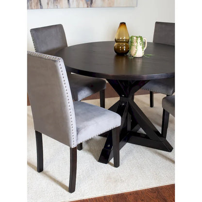 5-Piece Compact Dining Table and Chairs Set Modern Dining Table and Chairs Set with Chrome Nailhead Trim Chairs for Kitchen